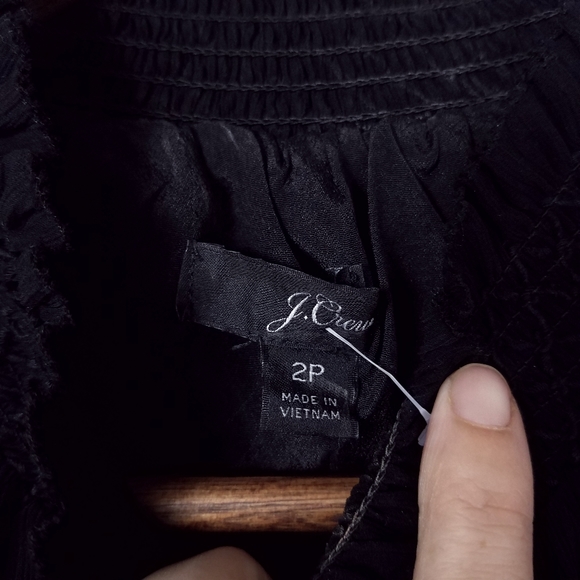 J.Crew Crinkle Chiffon Mock Neck Smocked Top - Picture 7 of 8